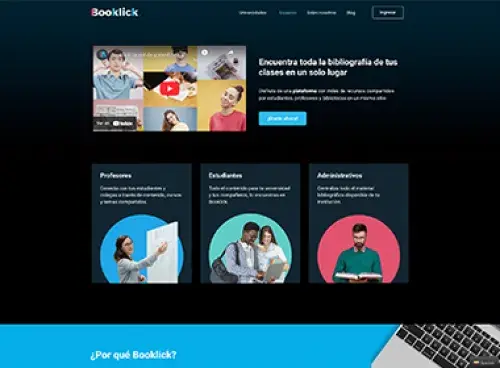 Página de inicio de la plataforma Booklick.