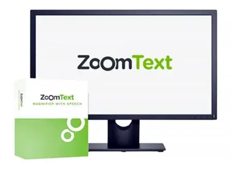 Logotipo ZoomText que amplia pantalla 